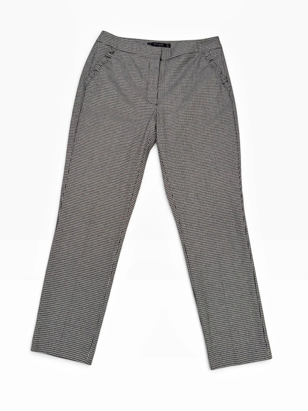 Zara Basic Collection Ankle Pants Houndstooth Black & White Size Medium